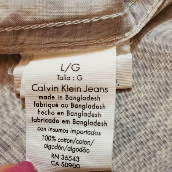 Mens Calvin Klein Long Sleeve Button Down Casual Laege Shirt - Picture 5 of 7